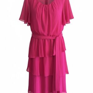 Jessica Howard Vibrant Pink Layered Midi Dress